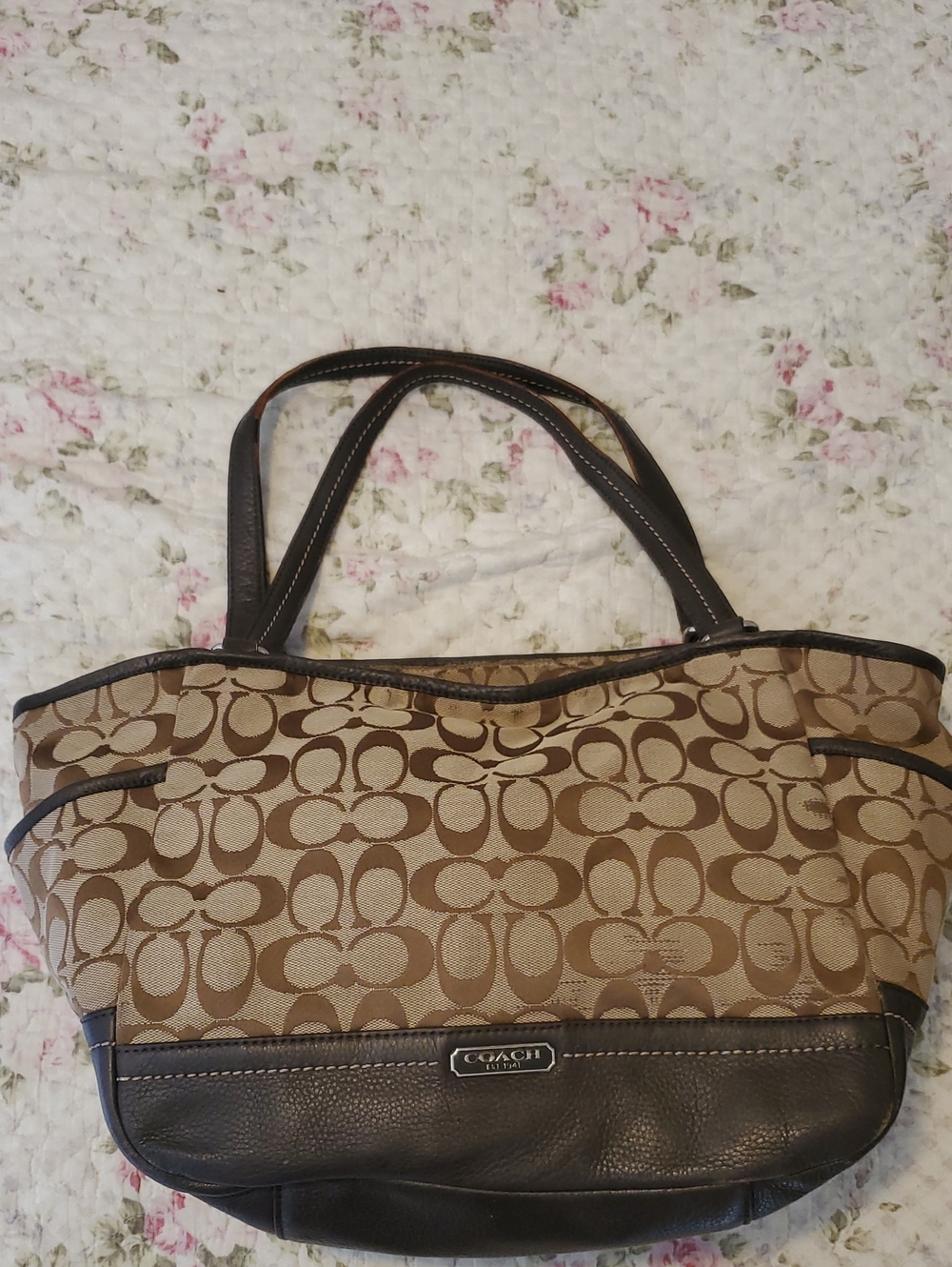 Coach Tan/Brown Signature Canvas Tote